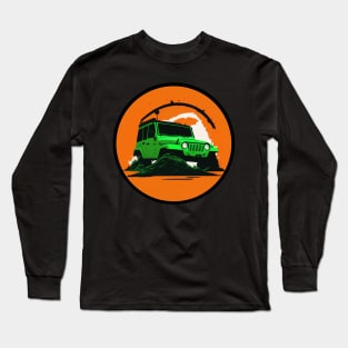 Jeep vehicle green orange design Long Sleeve T-Shirt